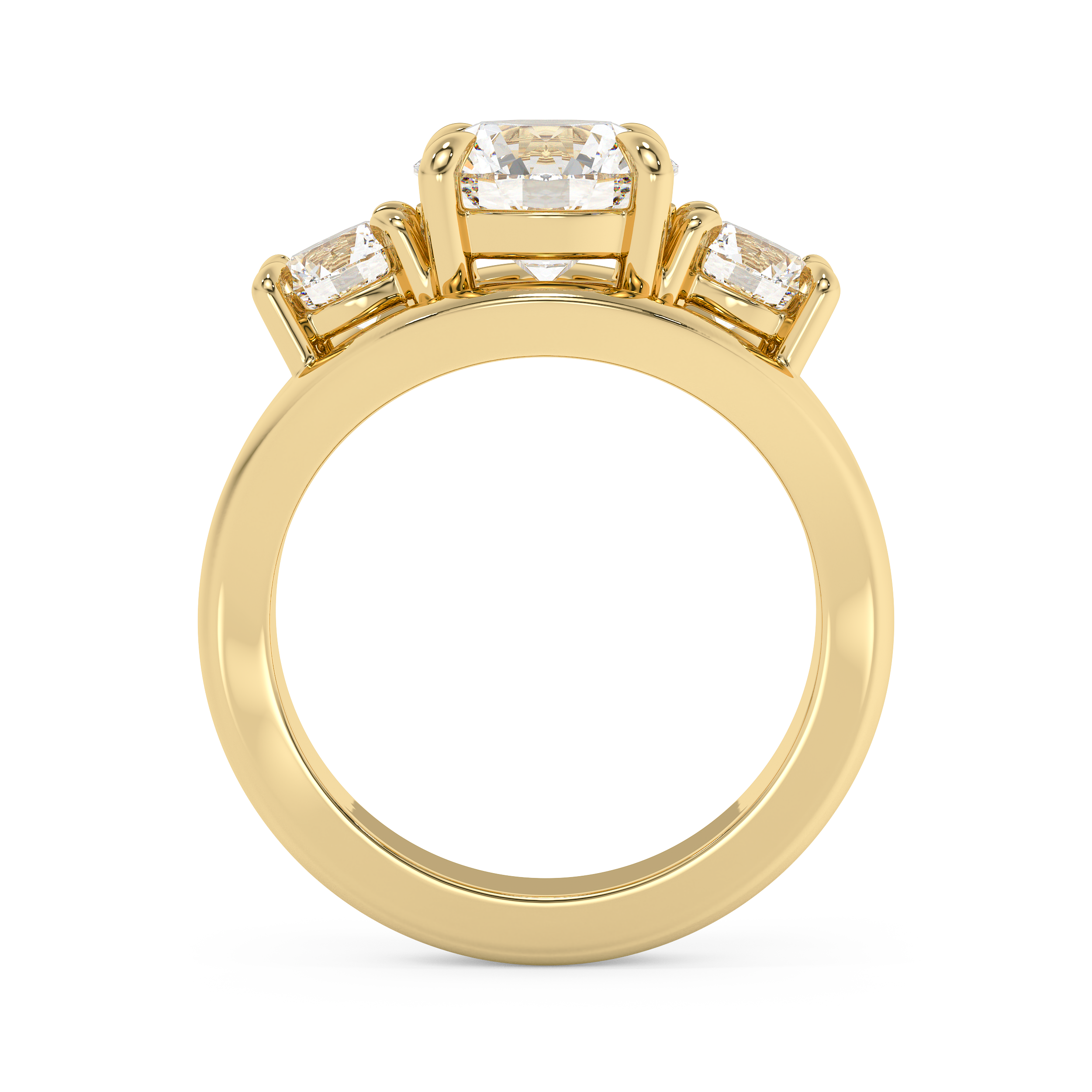 Round Three Stone Split Shank Lab Grown Diamond Engagement Ring