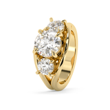 Round Three Stone Split Shank Lab Grown Diamond Engagement Ring