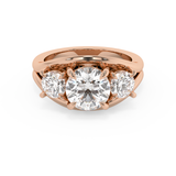 Round Three Stone Split Shank Lab Grown Diamond Engagement Ring