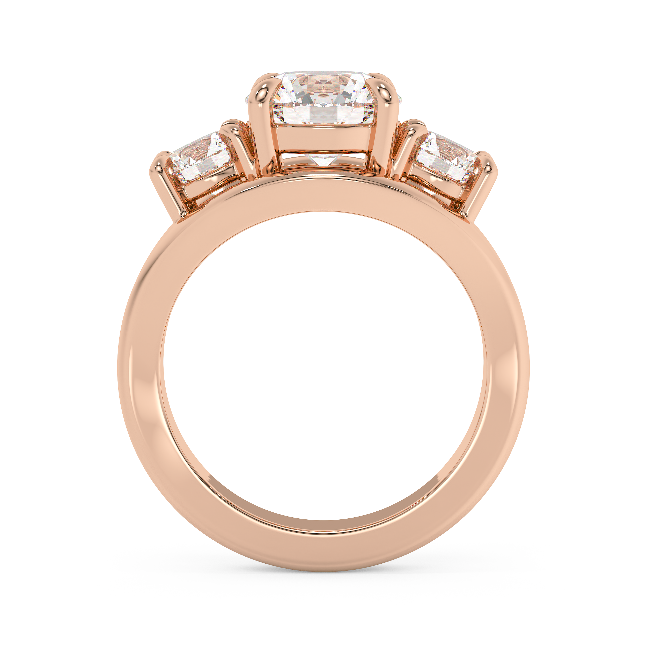 Round Three Stone Split Shank Lab Grown Diamond Engagement Ring
