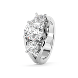 Round Three Stone Split Shank Lab Grown Diamond Engagement Ring