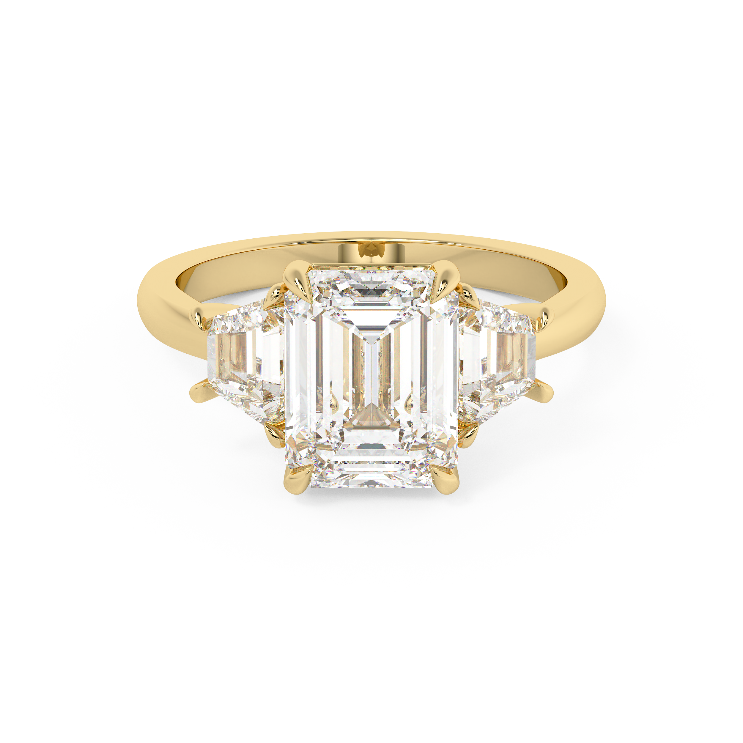 Emerald Three Stone Lab Grown Diamond Engagement Ring