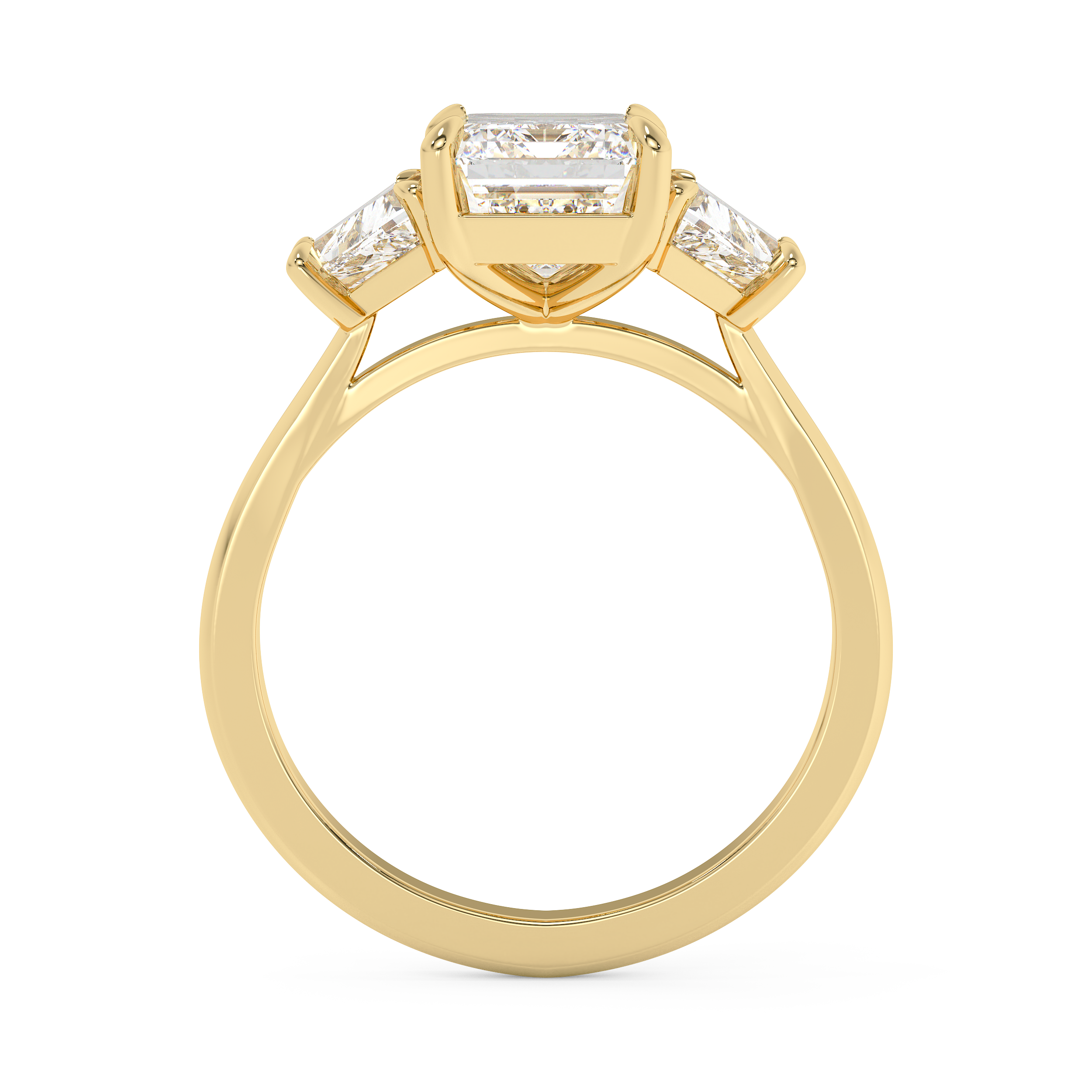 Emerald Three Stone Lab Grown Diamond Engagement Ring