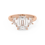 Emerald Three Stone Lab Grown Diamond Engagement Ring