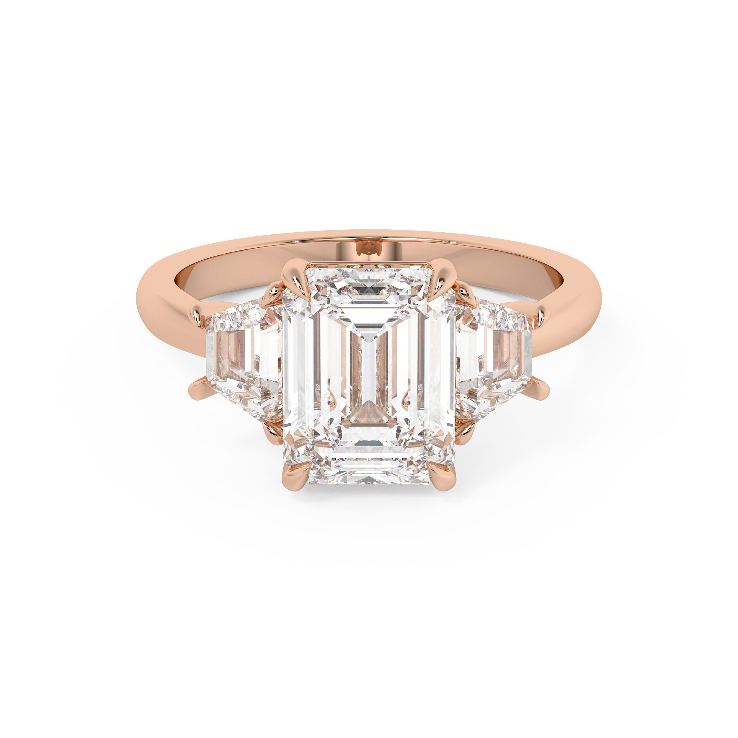 Emerald Three Stone Lab Grown Diamond Engagement Ring
