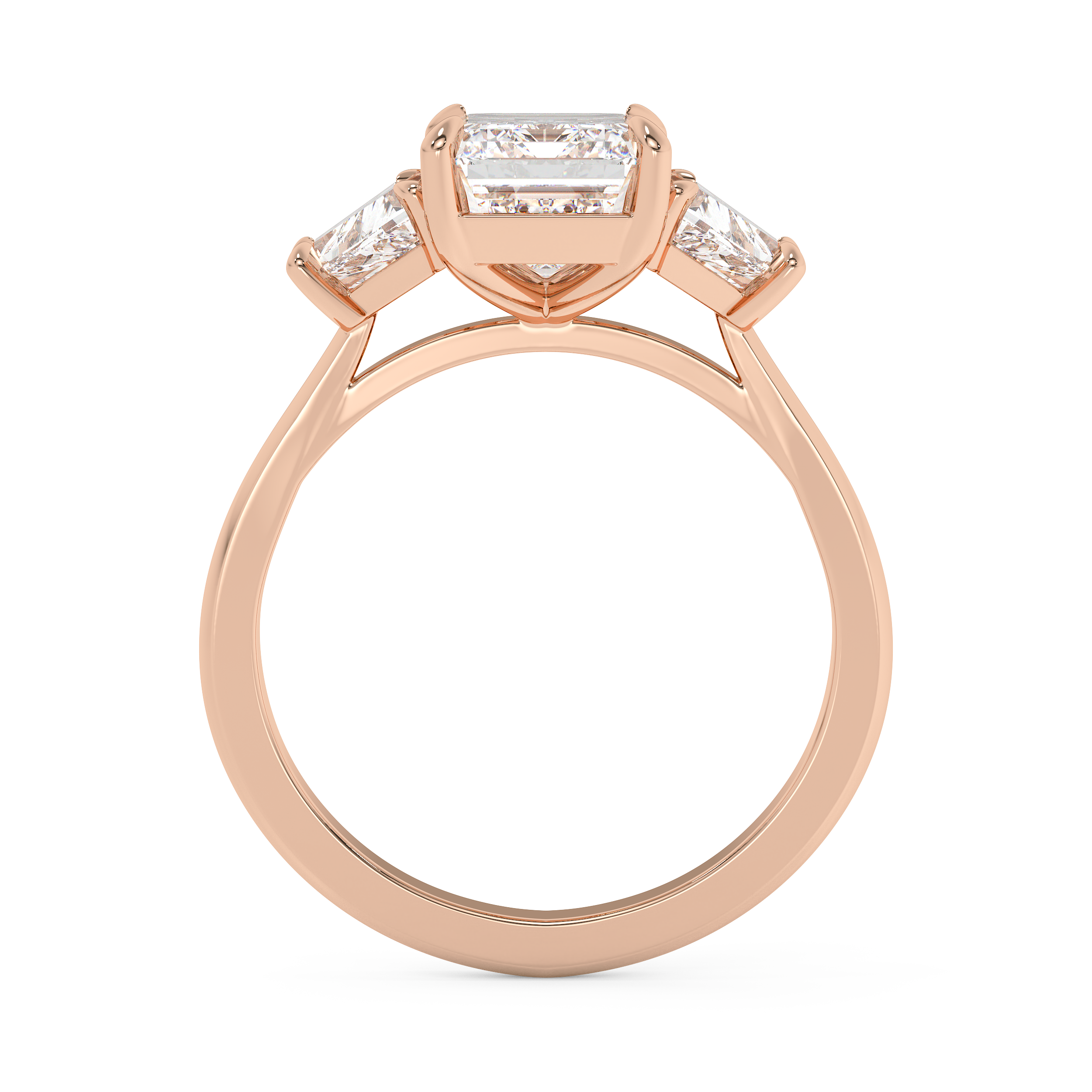 Emerald Three Stone Lab Grown Diamond Engagement Ring