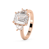 Emerald Three Stone Lab Grown Diamond Engagement Ring