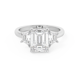 Emerald Three Stone Lab Grown Diamond Engagement Ring