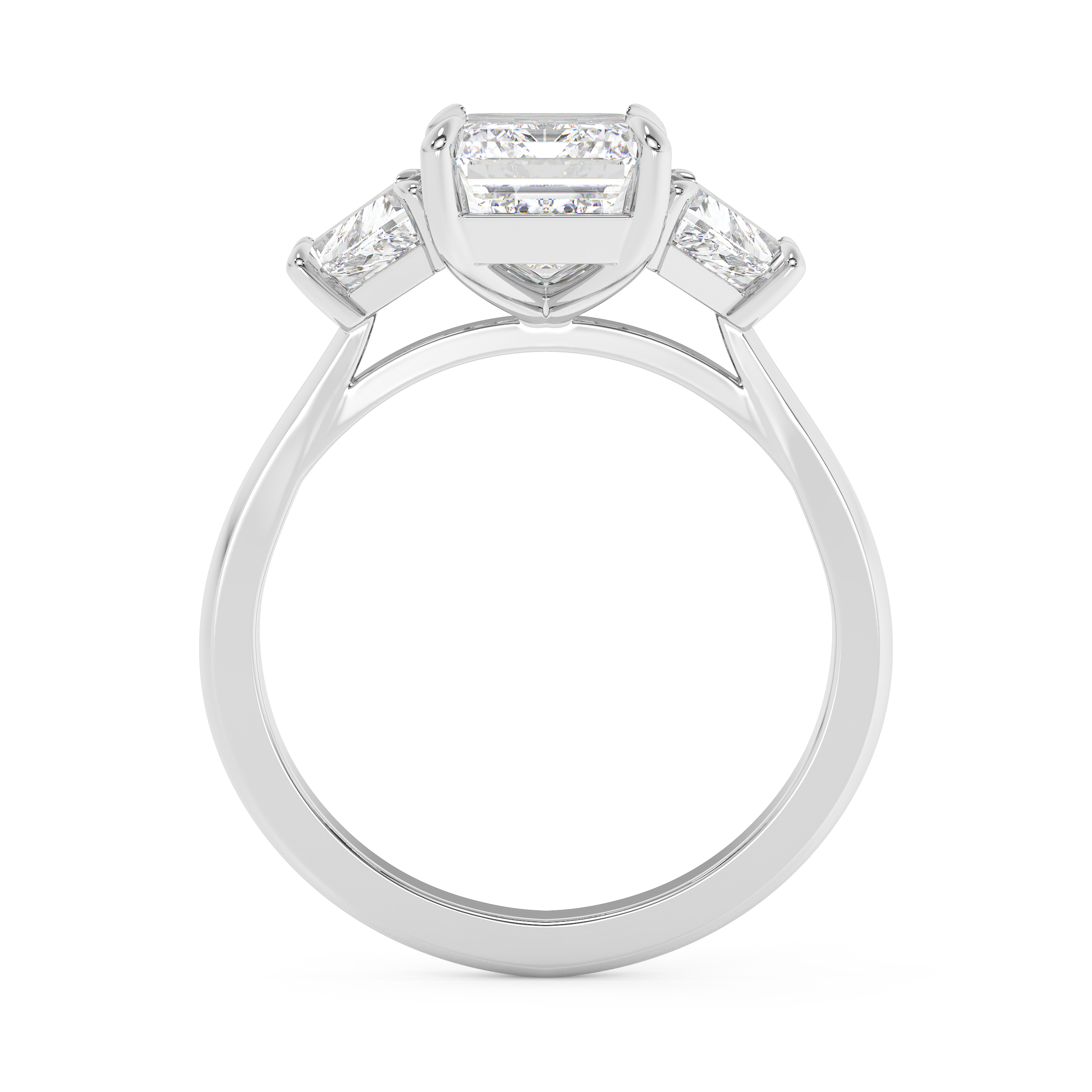 Emerald Three Stone Lab Grown Diamond Engagement Ring