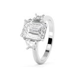 Emerald Three Stone Lab Grown Diamond Engagement Ring