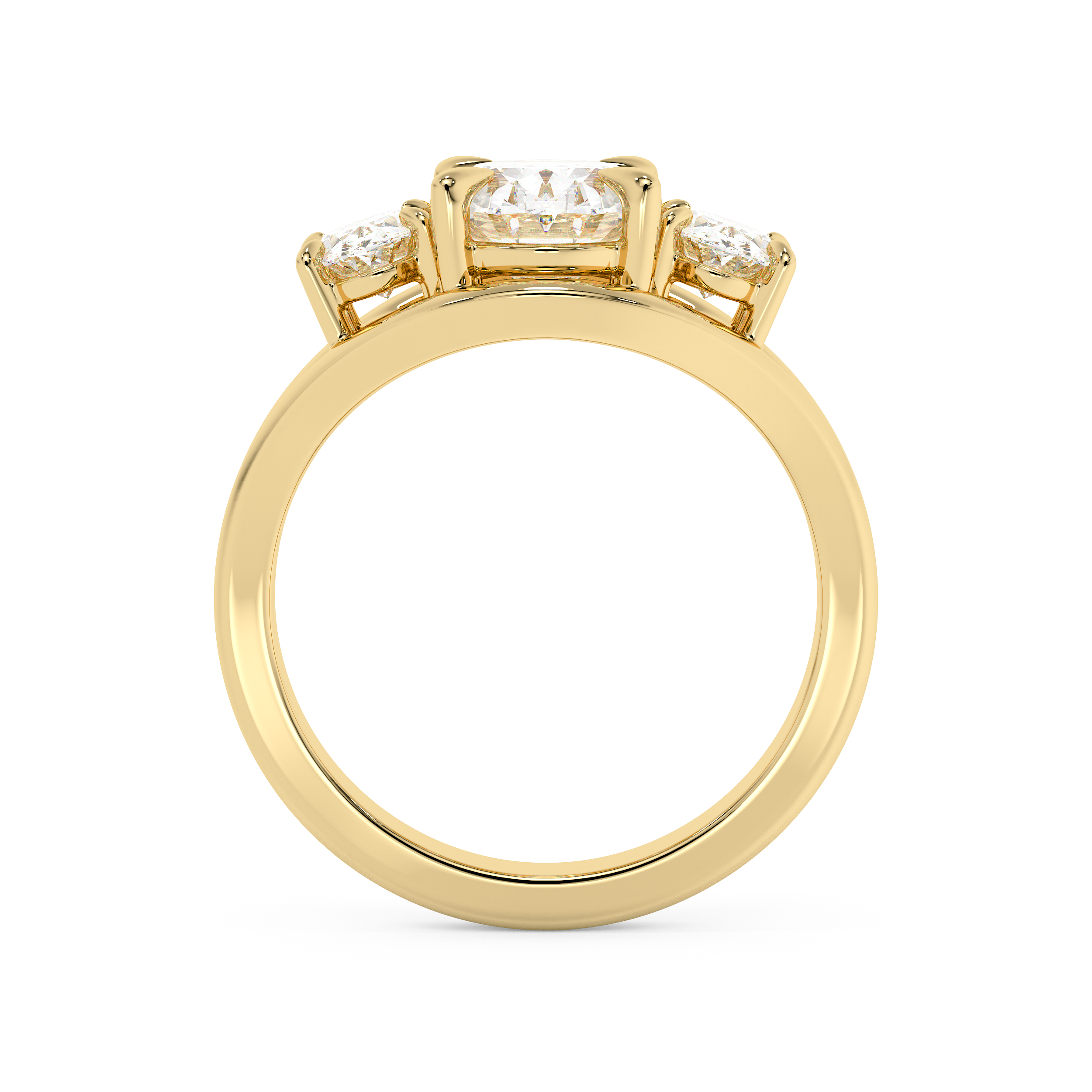 Oval Three Stone Split Shank Lab Grown Diamond Engagement Ring