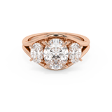 Oval Three Stone Split Shank Lab Grown Diamond Engagement Ring