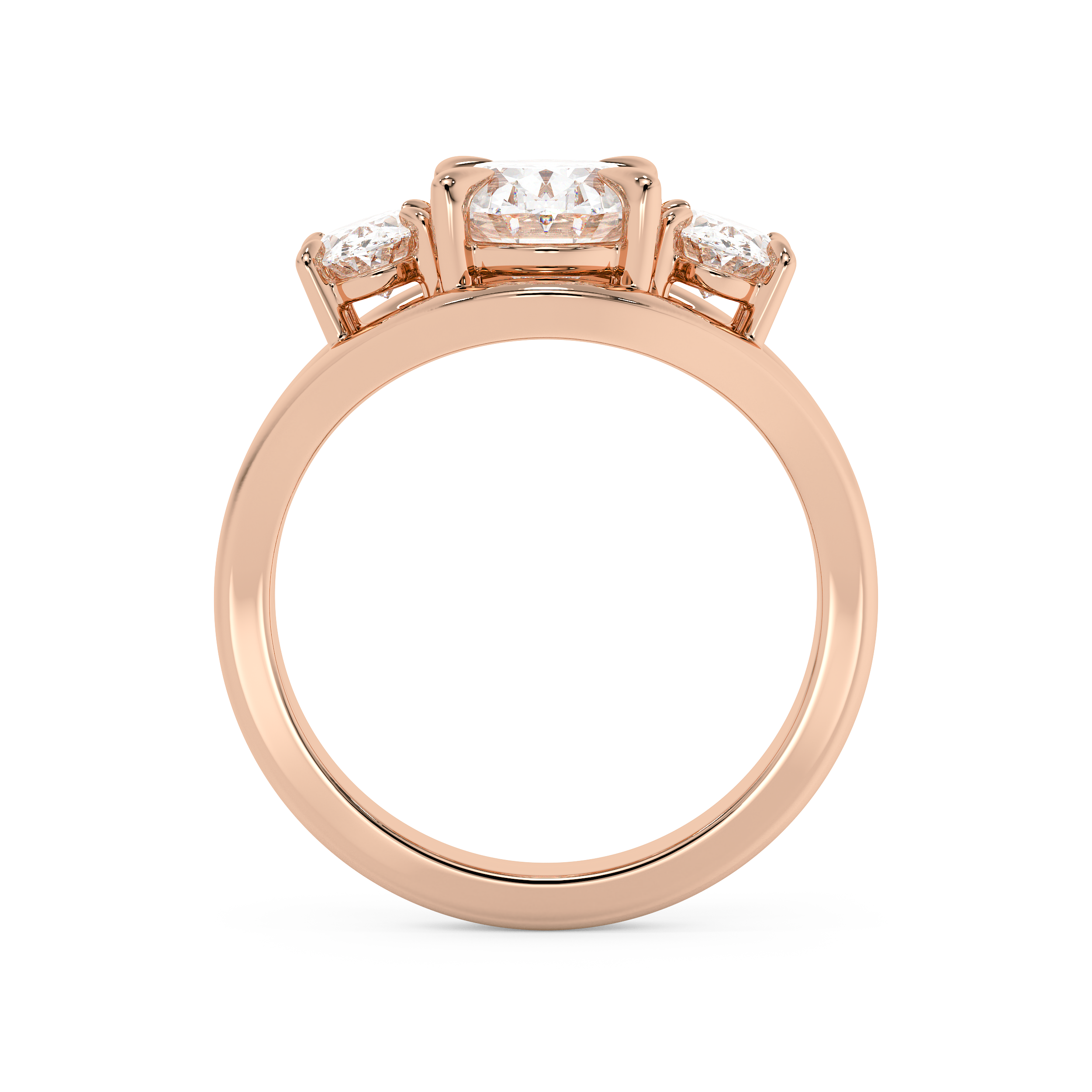 Oval Three Stone Split Shank Lab Grown Diamond Engagement Ring