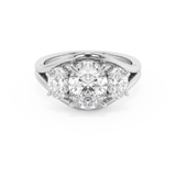 Oval Three Stone Split Shank Lab Grown Diamond Engagement Ring