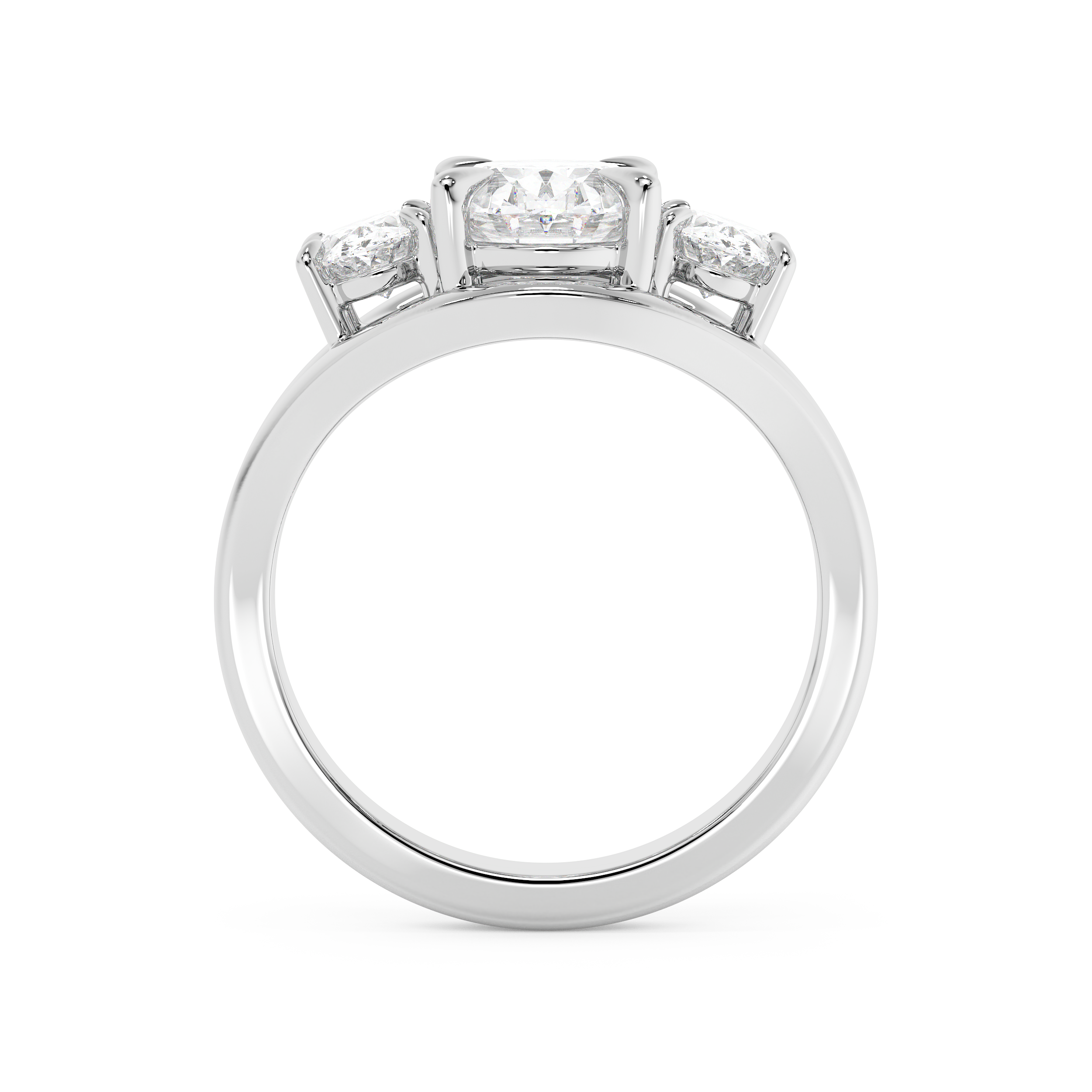 Oval Three Stone Split Shank Lab Grown Diamond Engagement Ring