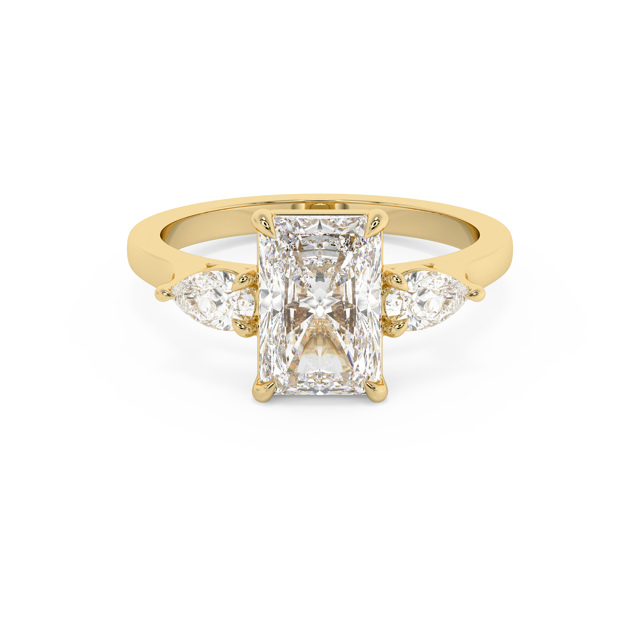 Radiant Three Stone Lab Grown Diamond Engagement Ring