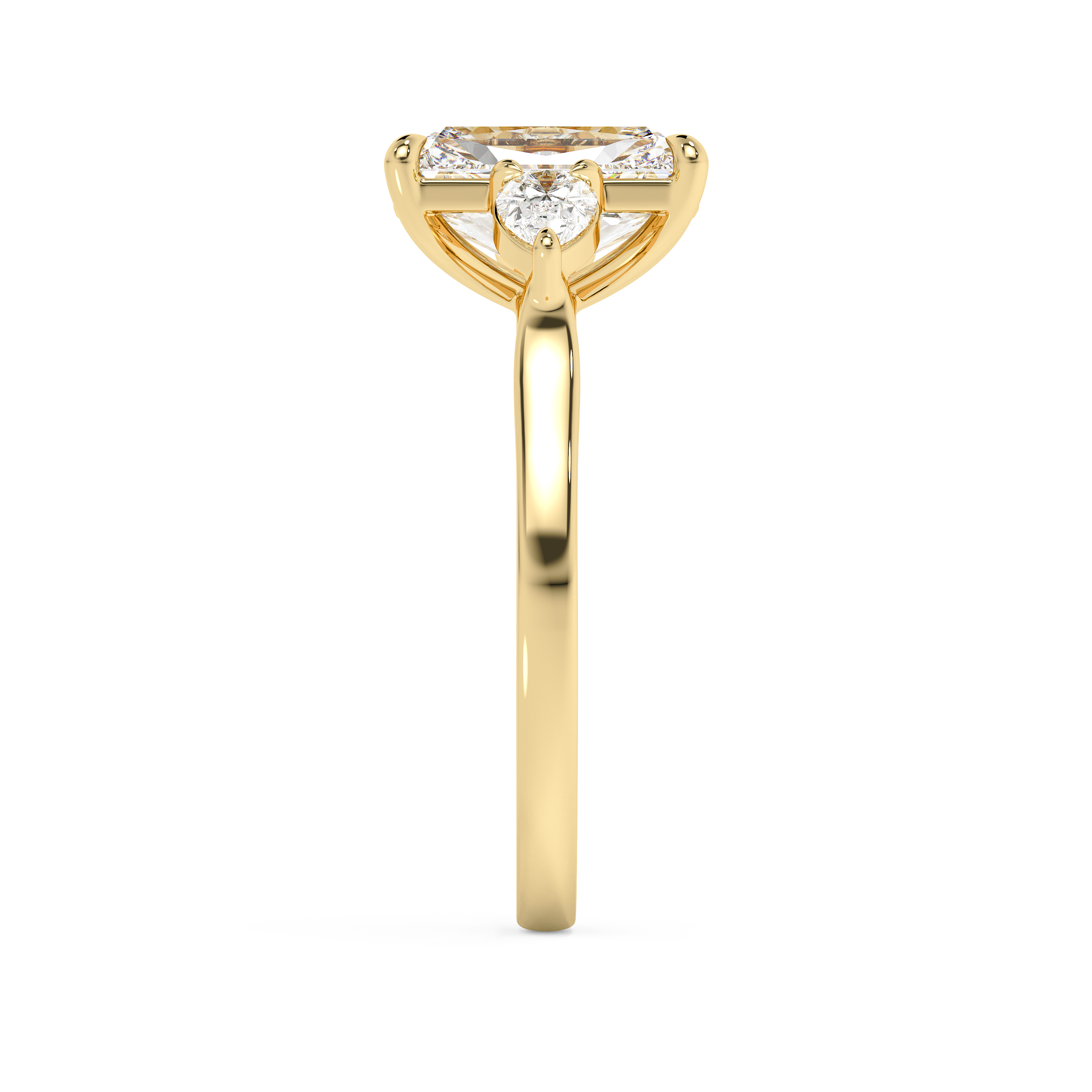 Radiant Three Stone Lab Grown Diamond Engagement Ring
