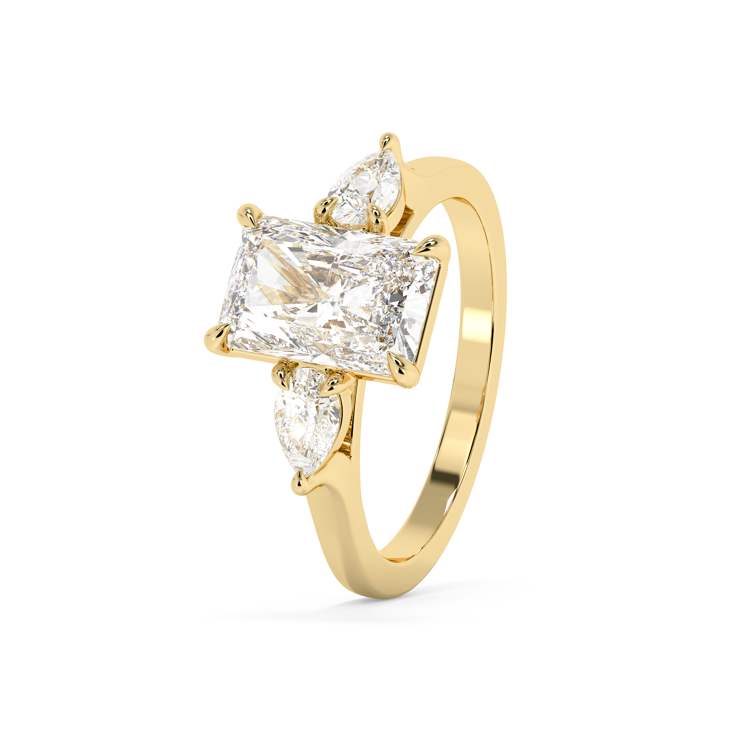 Radiant Three Stone Lab Grown Diamond Engagement Ring