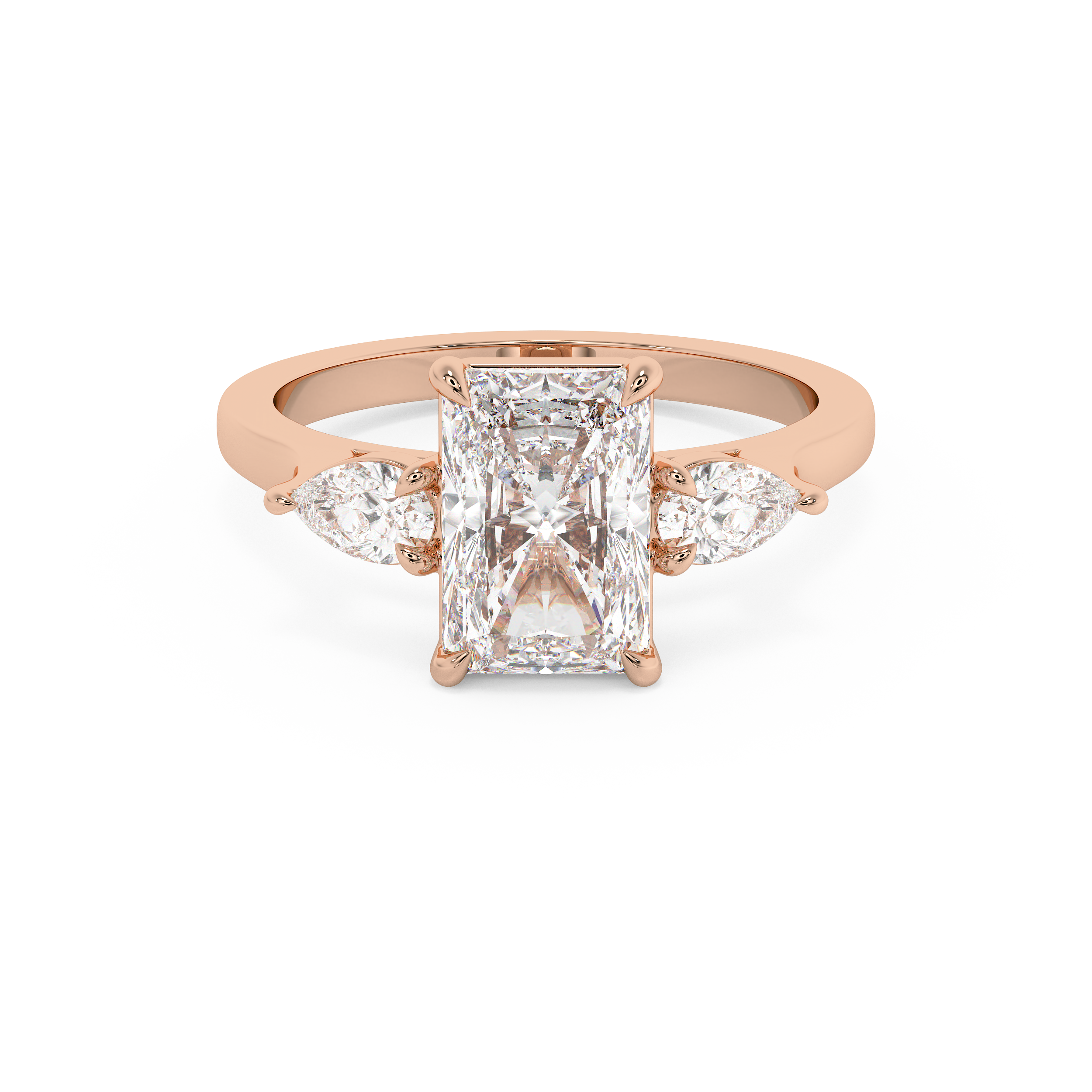 Radiant Three Stone Lab Grown Diamond Engagement Ring