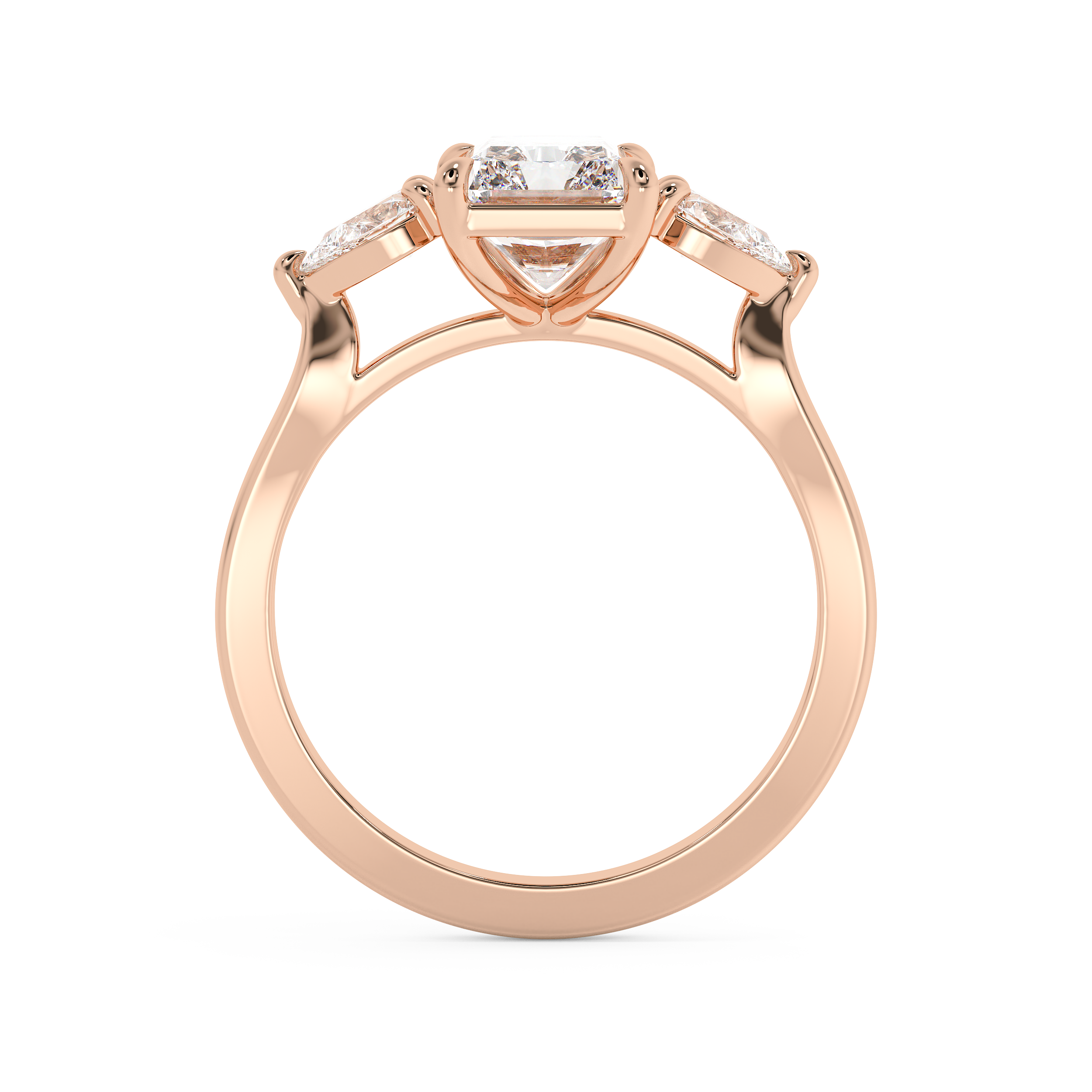Radiant Three Stone Lab Grown Diamond Engagement Ring