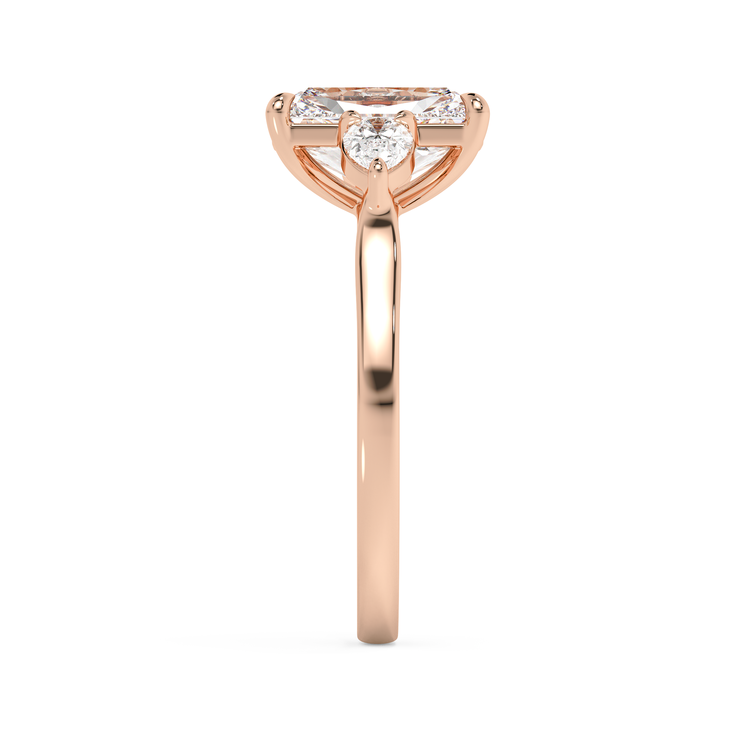 Radiant Three Stone Lab Grown Diamond Engagement Ring