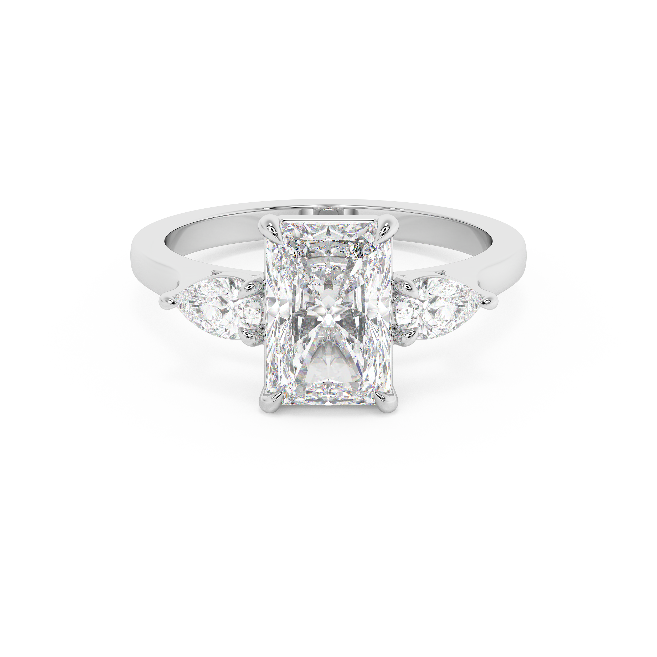 Radiant Three Stone Lab Grown Diamond Engagement Ring