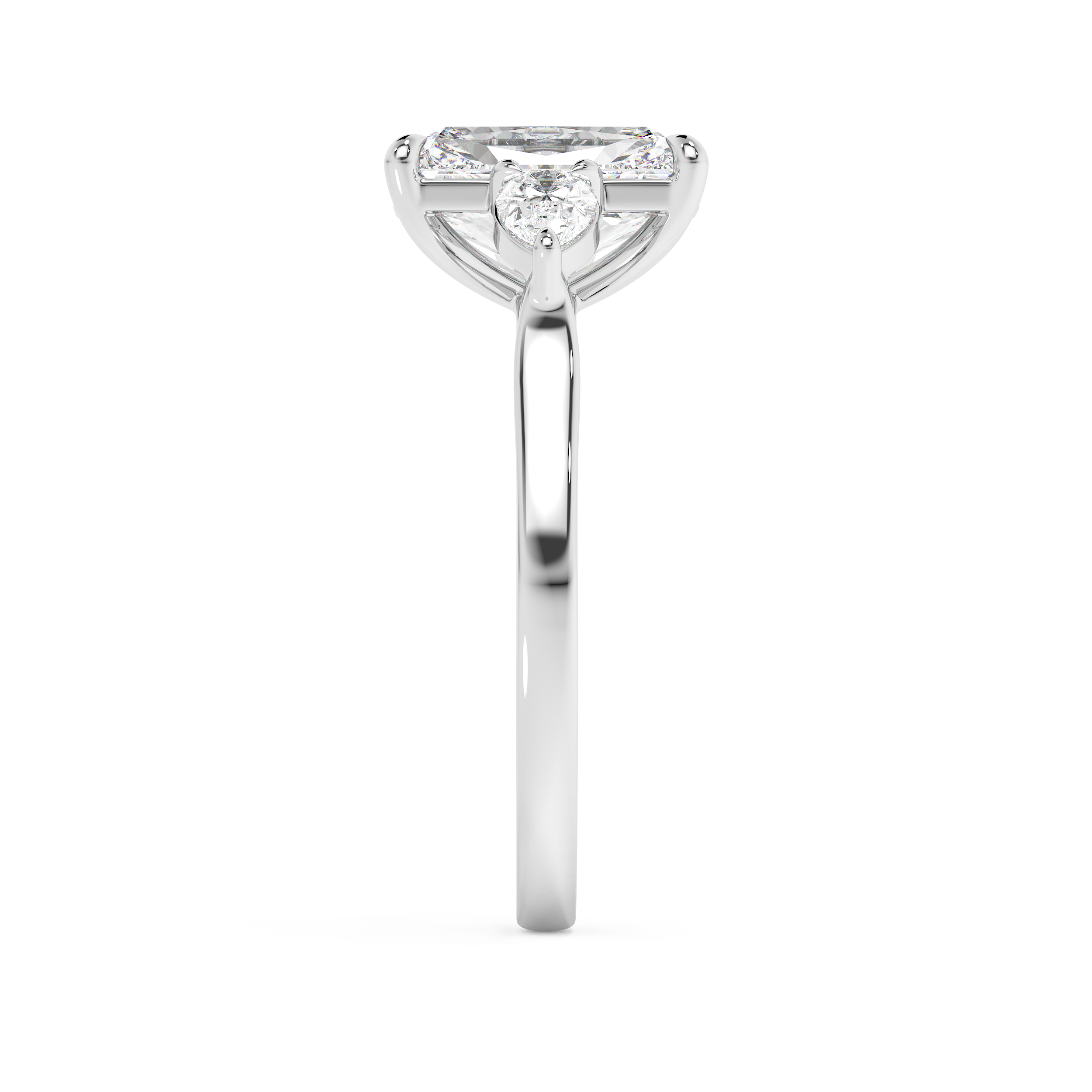 Radiant Three Stone Lab Grown Diamond Engagement Ring