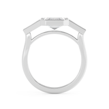 Emerald Bezel Three Stone Lab Grown Diamond Engagement Ring