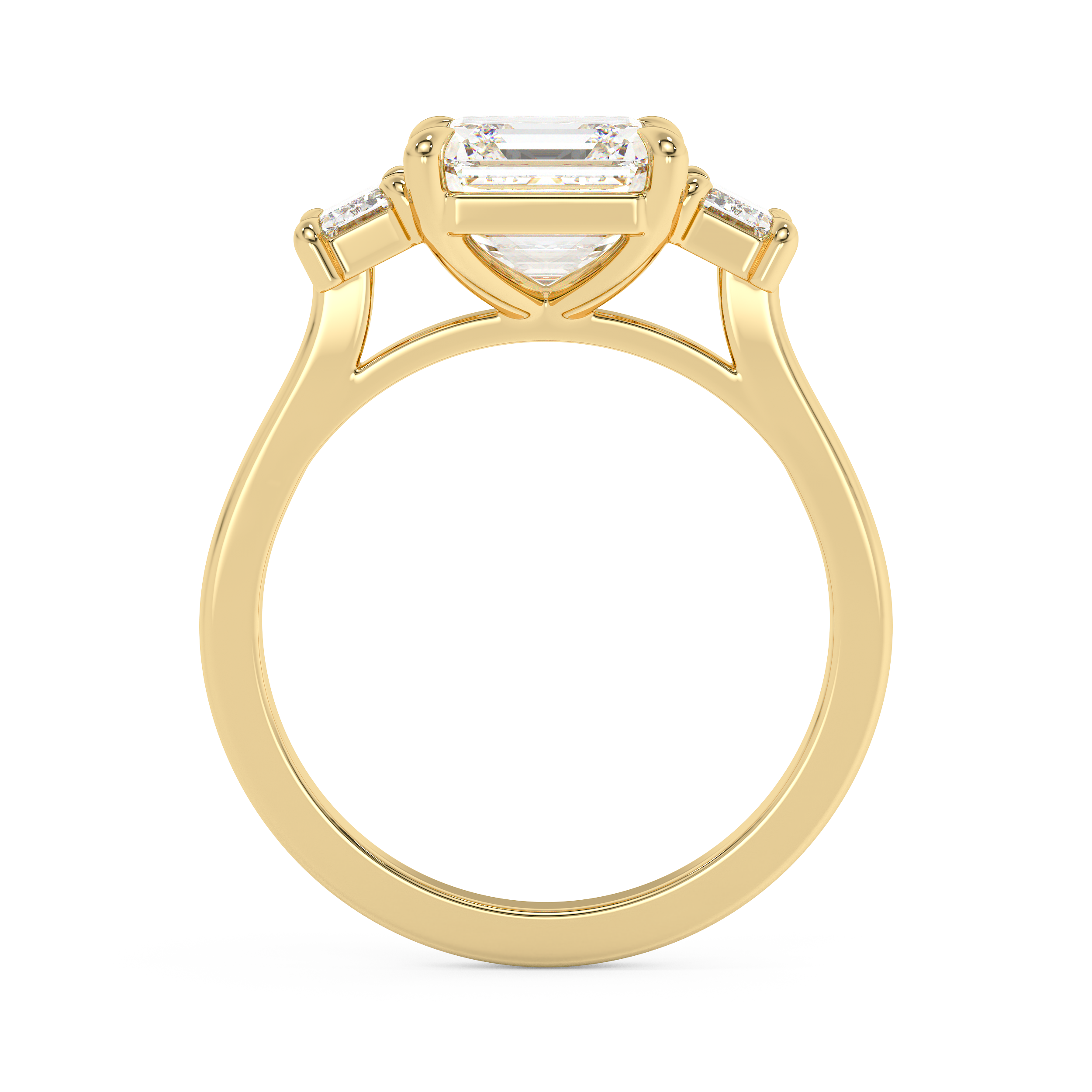 Asscher Three Stone Lab Grown Diamond Engagement Ring