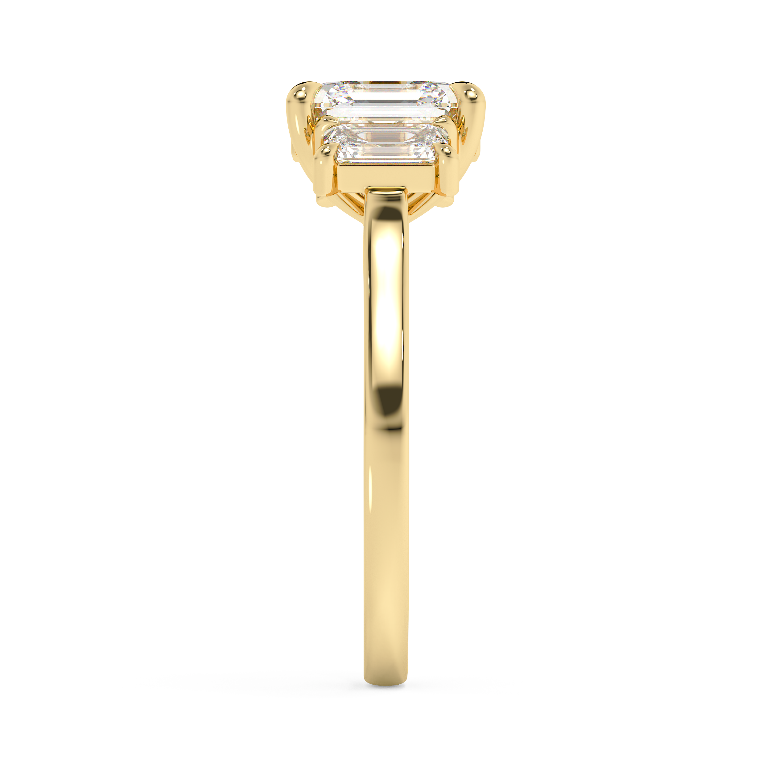 Asscher Three Stone Lab Grown Diamond Engagement Ring
