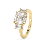 Asscher Three Stone Lab Grown Diamond Engagement Ring