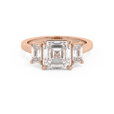 Asscher Three Stone Lab Grown Diamond Engagement Ring