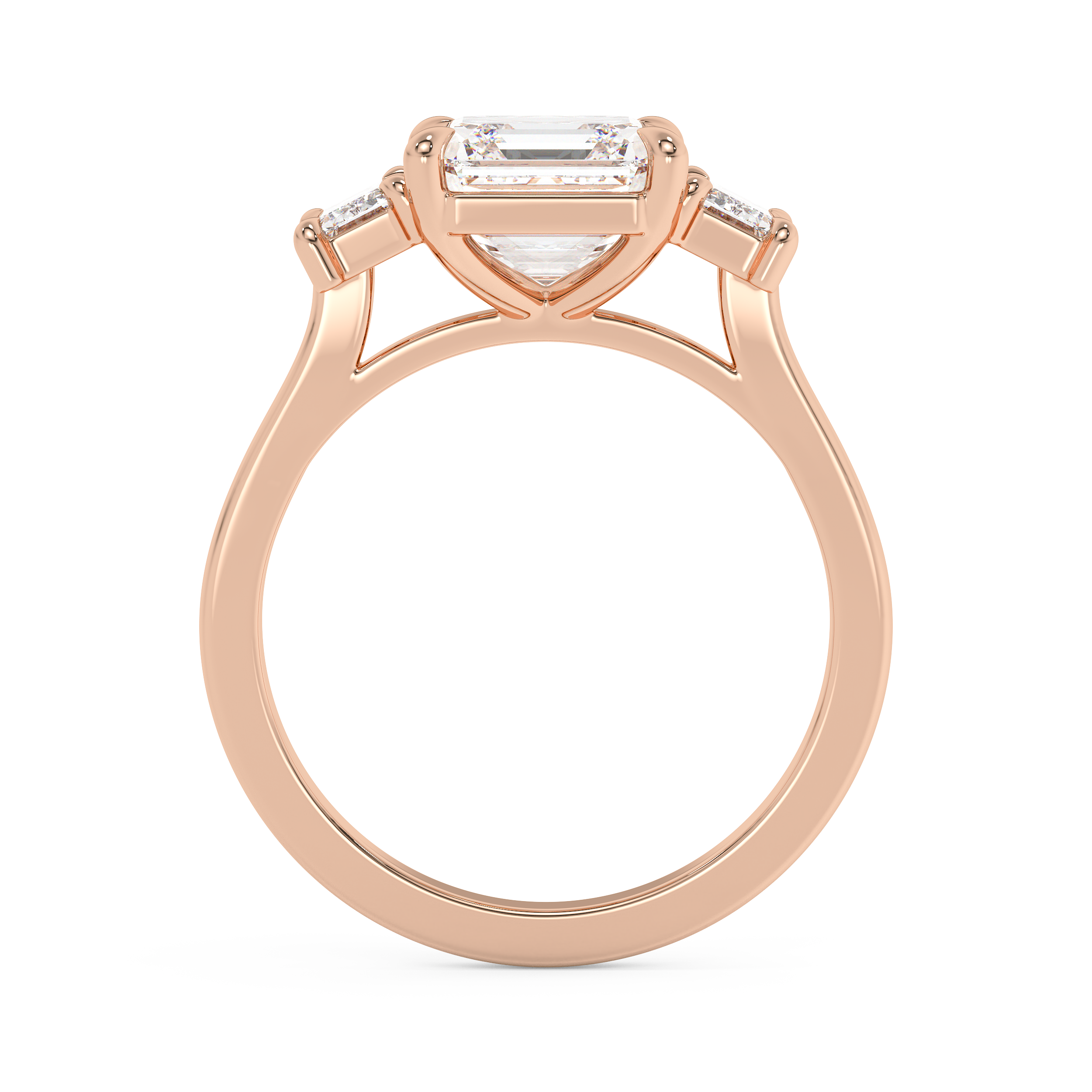 Asscher Three Stone Lab Grown Diamond Engagement Ring