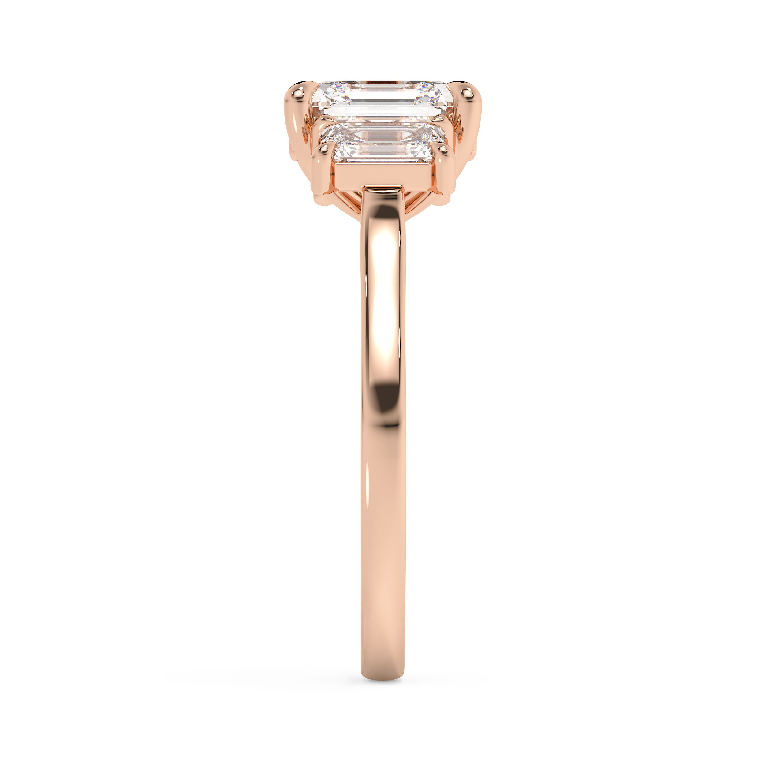Asscher Three Stone Lab Grown Diamond Engagement Ring