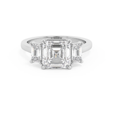 Asscher Three Stone Lab Grown Diamond Engagement Ring
