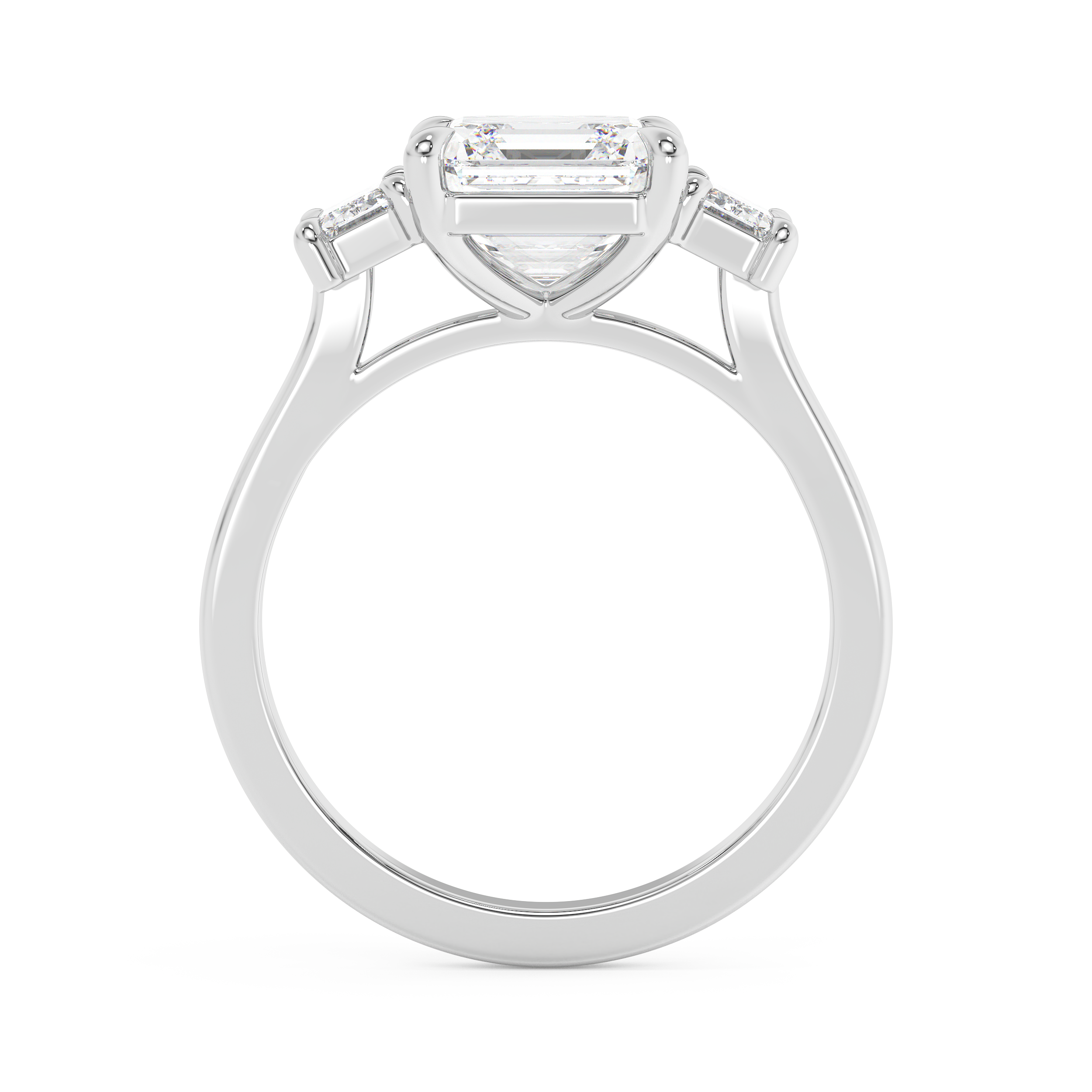 Asscher Three Stone Lab Grown Diamond Engagement Ring