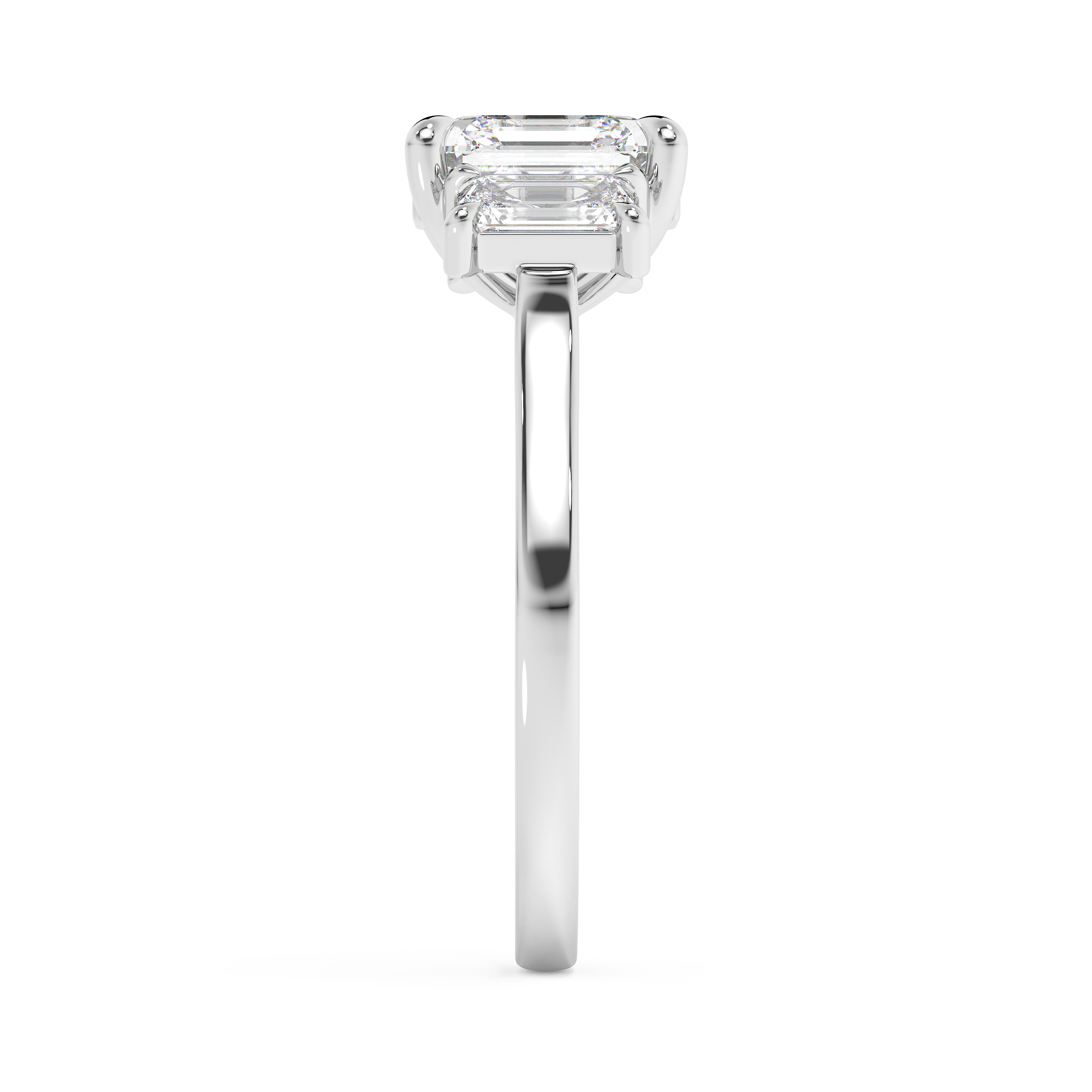 Asscher Three Stone Lab Grown Diamond Engagement Ring