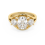 Elongated Cushion Three Stone Split Shank Lab Grown Diamond Engagement Ring