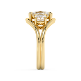 Elongated Cushion Three Stone Split Shank Lab Grown Diamond Engagement Ring
