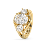 Elongated Cushion Three Stone Split Shank Lab Grown Diamond Engagement Ring