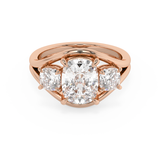 Elongated Cushion Three Stone Split Shank Lab Grown Diamond Engagement Ring