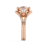 Elongated Cushion Three Stone Split Shank Lab Grown Diamond Engagement Ring