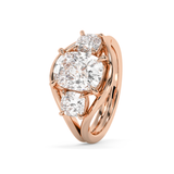 Elongated Cushion Three Stone Split Shank Lab Grown Diamond Engagement Ring