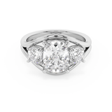 Elongated Cushion Three Stone Split Shank Lab Grown Diamond Engagement Ring