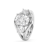 Elongated Cushion Three Stone Split Shank Lab Grown Diamond Engagement Ring