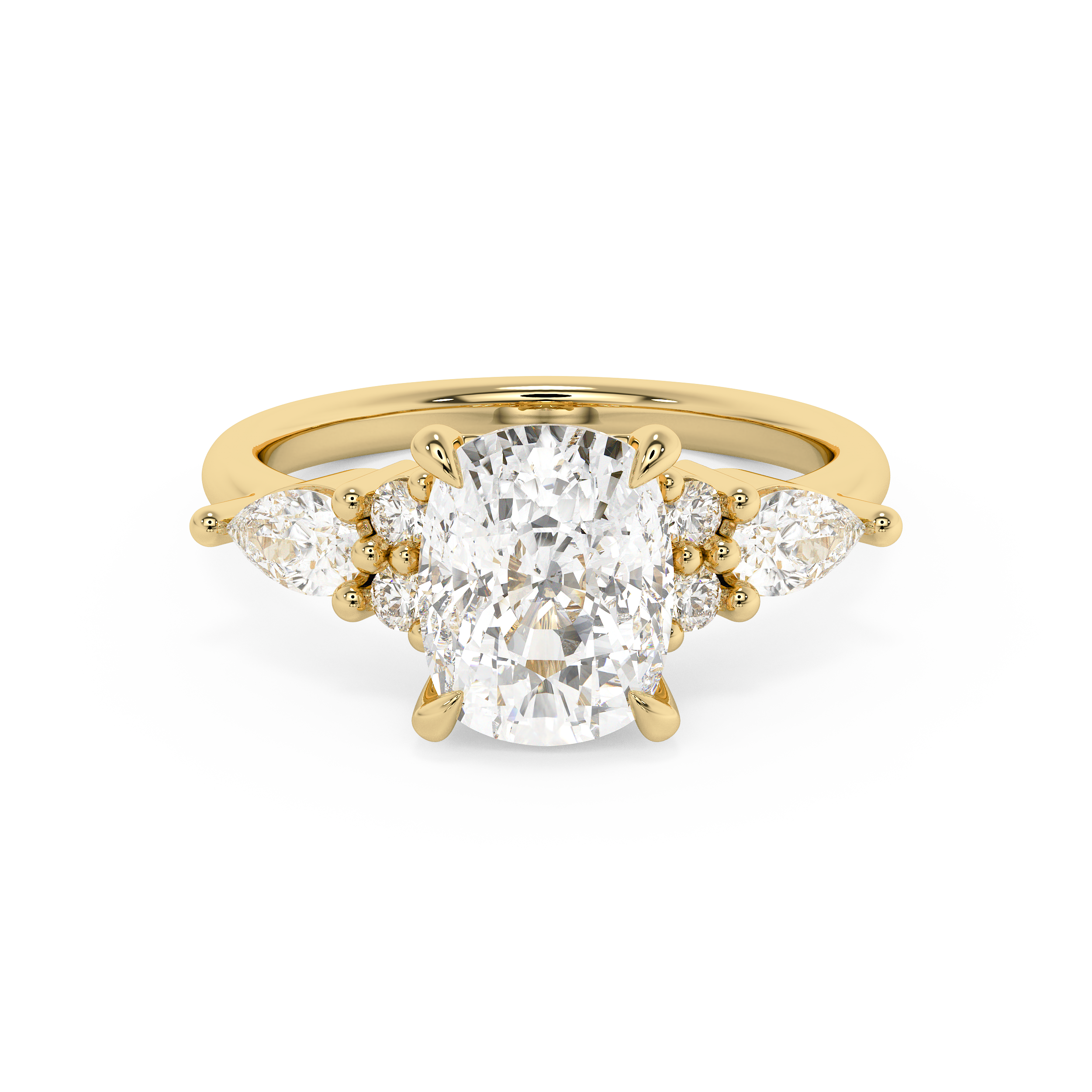 Elongated Cushion Cluster Lab Grown Diamond Engagement Ring
