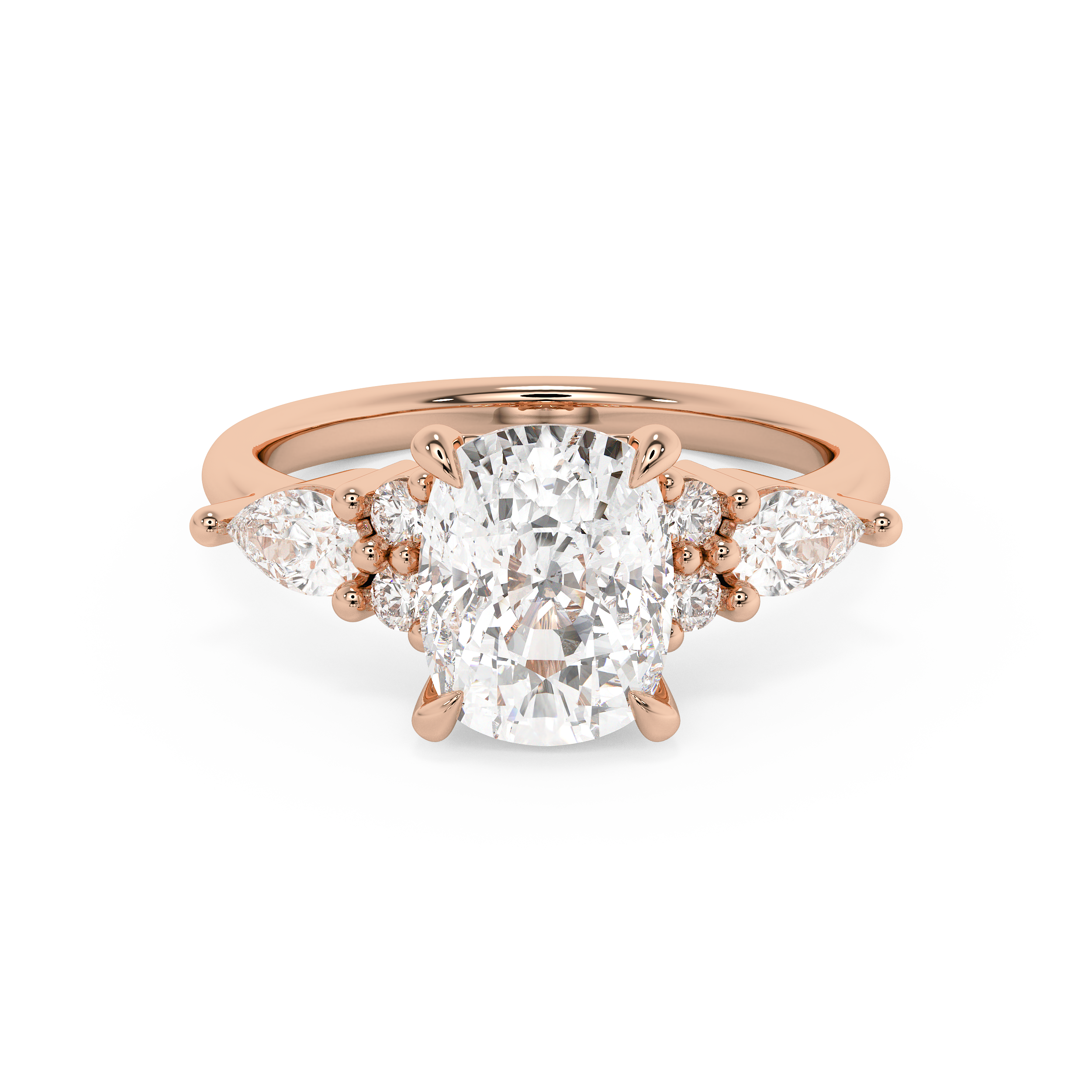 Elongated Cushion Cluster Lab Grown Diamond Engagement Ring