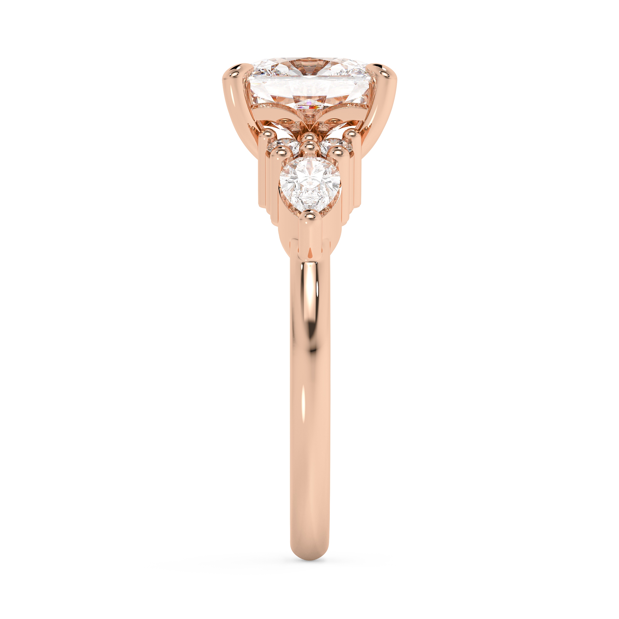 Elongated Cushion Cluster Lab Grown Diamond Engagement Ring