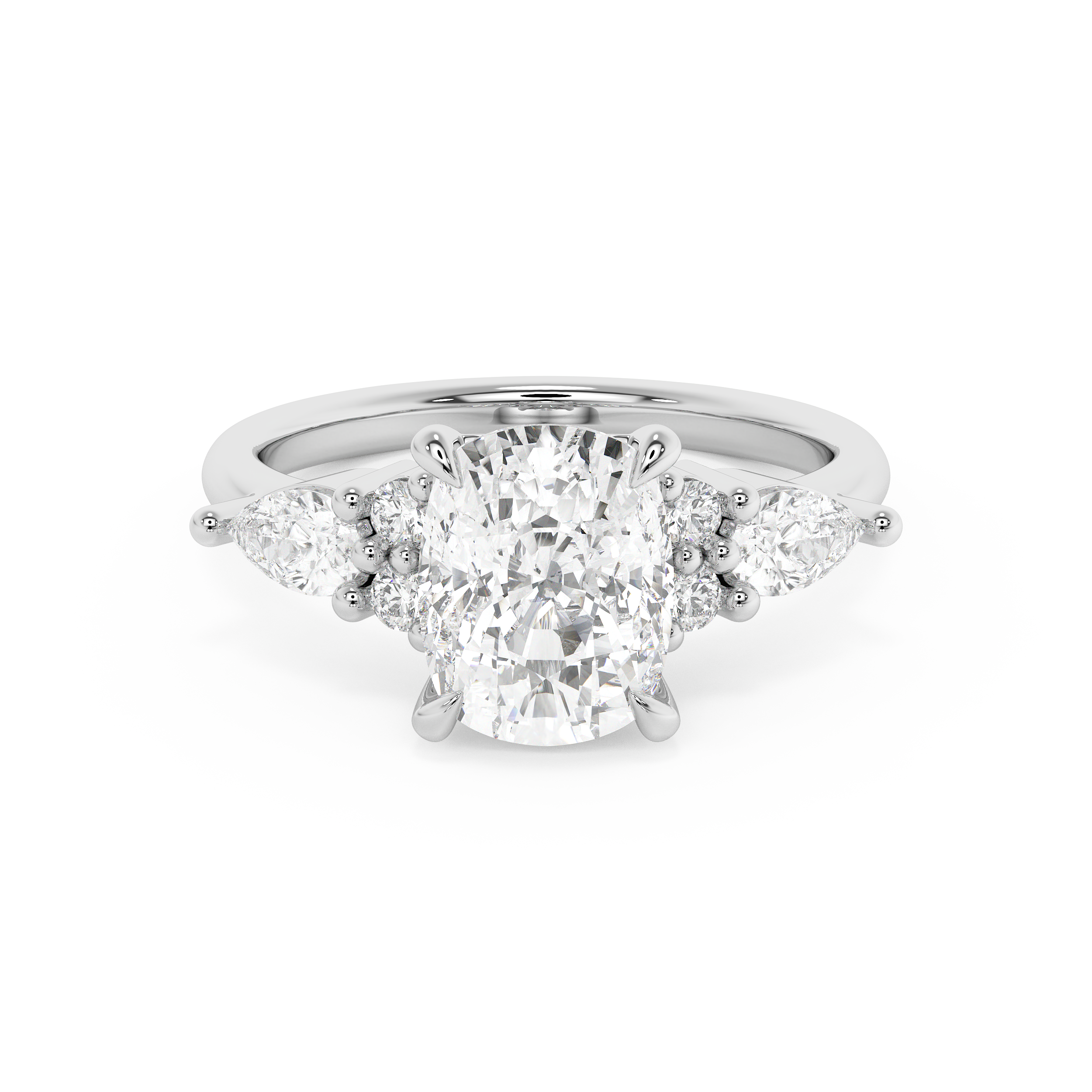Elongated Cushion Cluster Lab Grown Diamond Engagement Ring