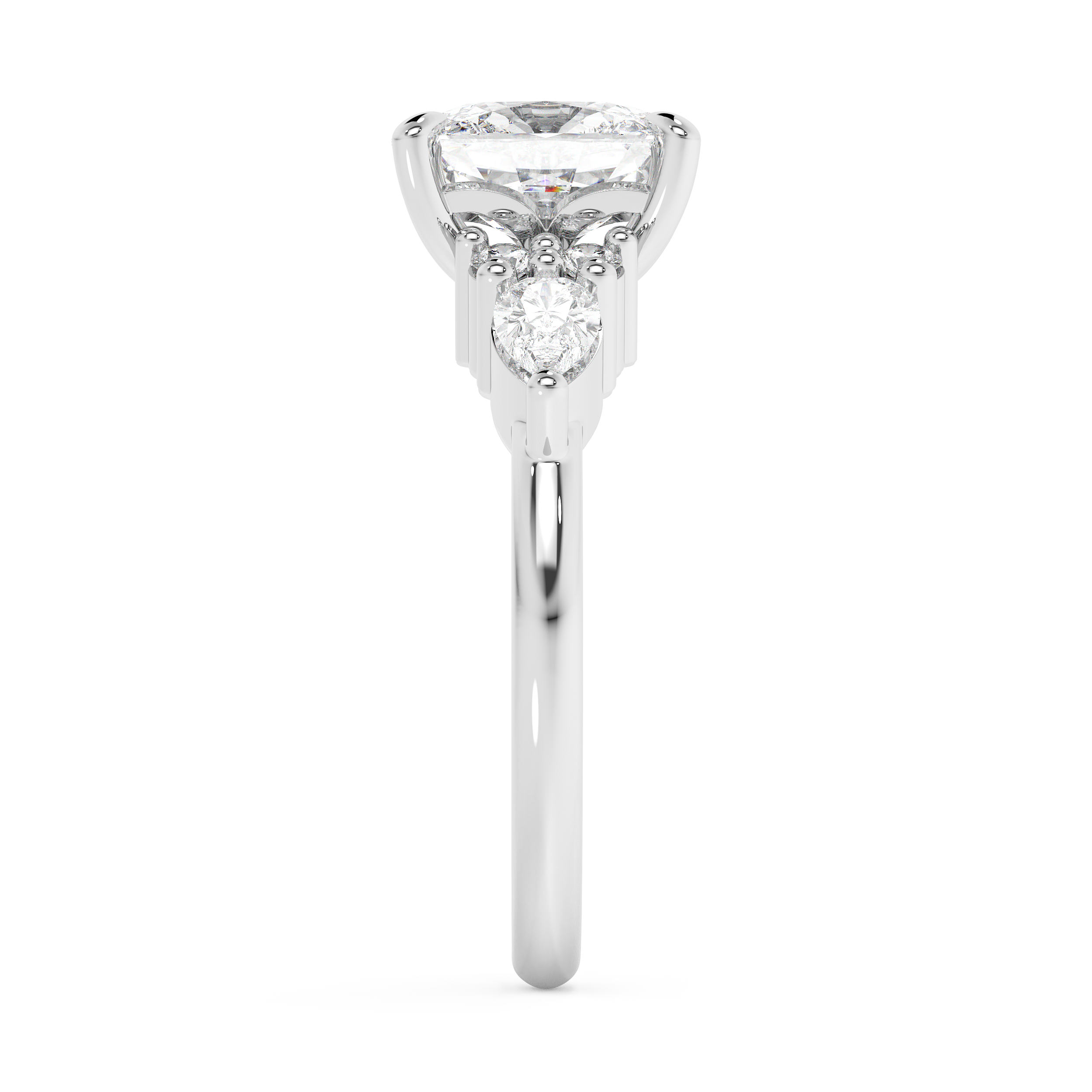 Elongated Cushion Cluster Lab Grown Diamond Engagement Ring
